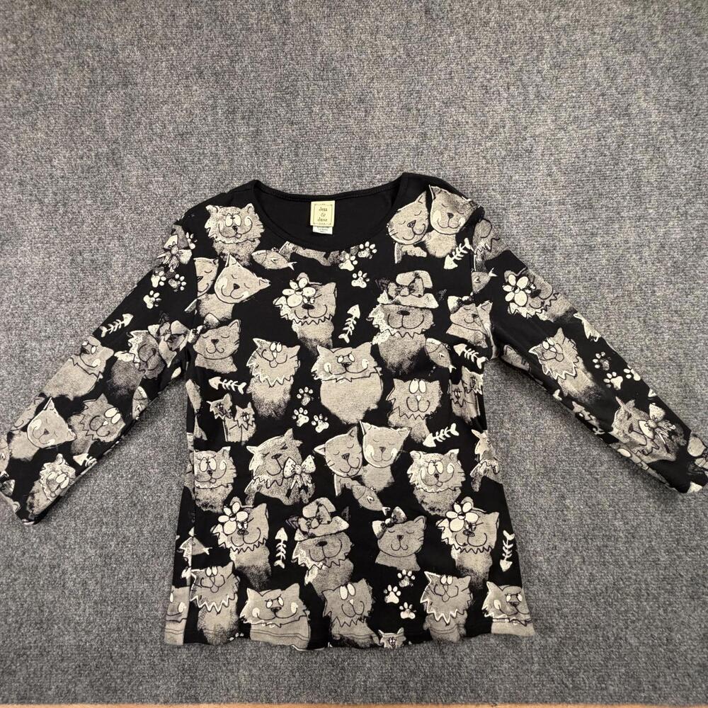Jess & Jane Women's Long‎ Sleeve Cat Medley Top, Small #1057